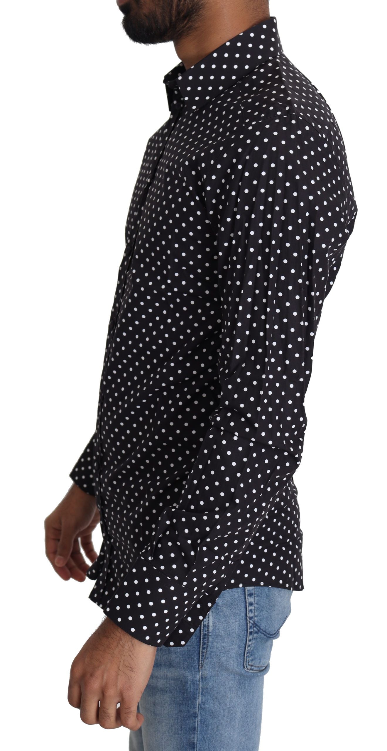 Dolce & Gabbana Elegant Polka Dot Men's Long Sleeve Shirt Dolce & Gabbana