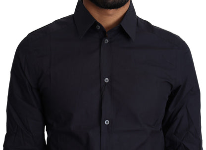 Dolce & Gabbana Navy Blue Slim Fit Gold Series Dress Shirt Dolce & Gabbana