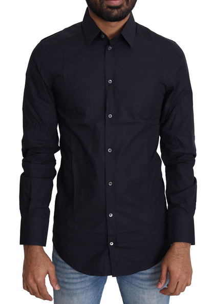 Dolce & Gabbana Navy Blue Slim Fit Gold Series Dress Shirt Dolce & Gabbana