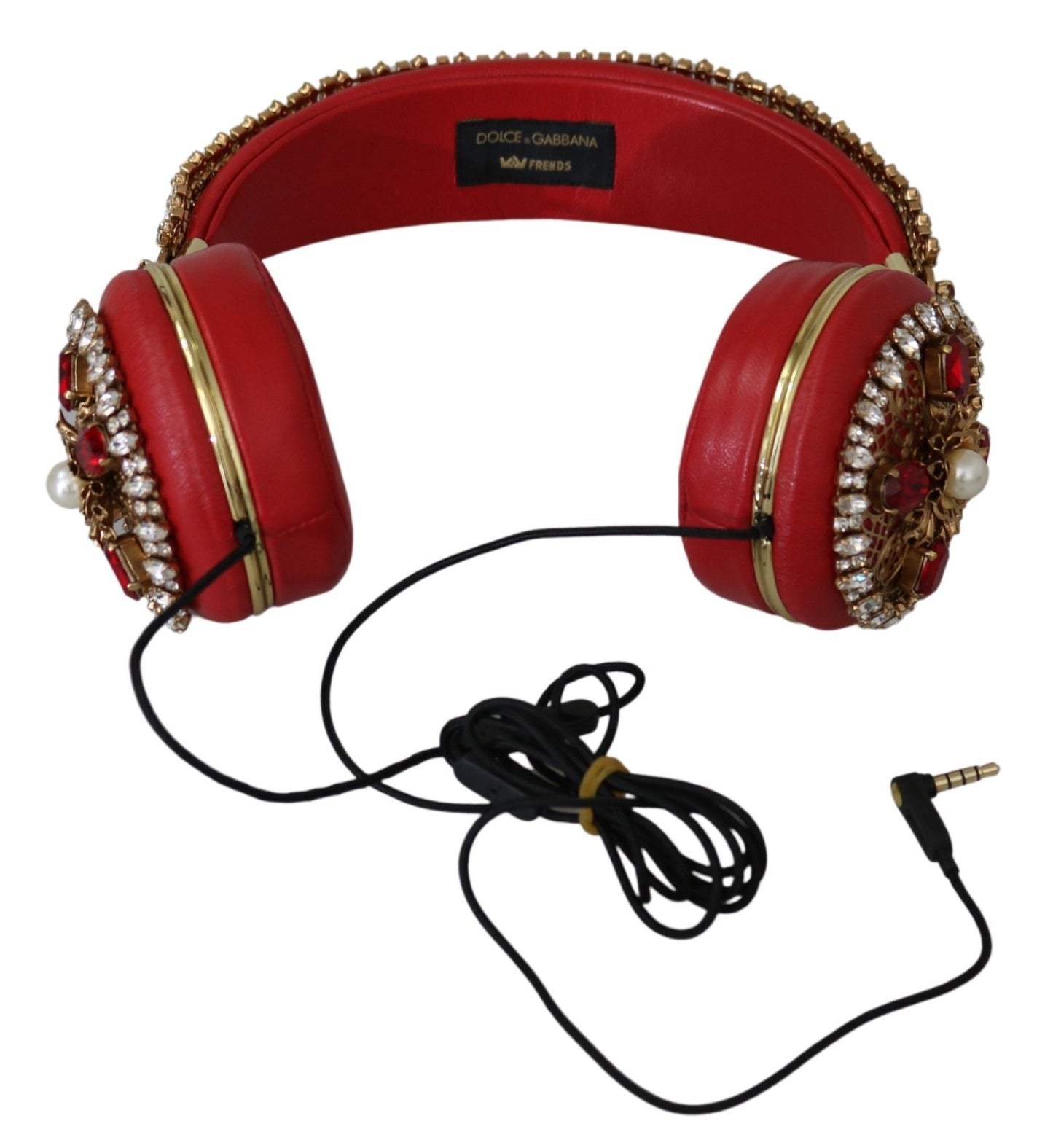 Dolce & Gabbana Exquisite Red Crystal Leather Headphones Dolce & Gabbana