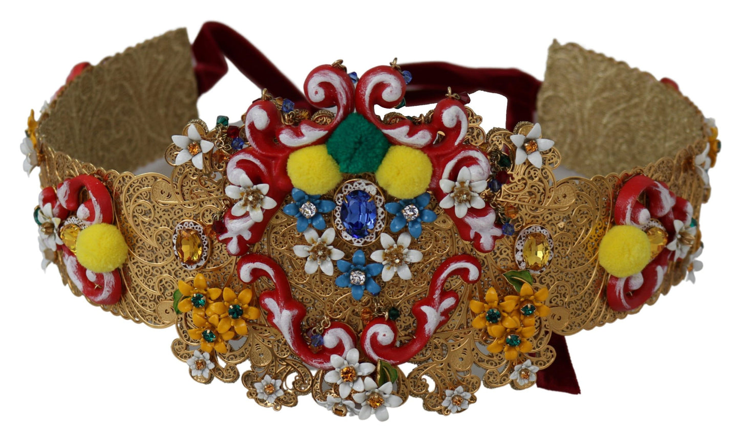 Dolce & Gabbana Gold-Tone Floral Crystal Waist Belt Dolce & Gabbana