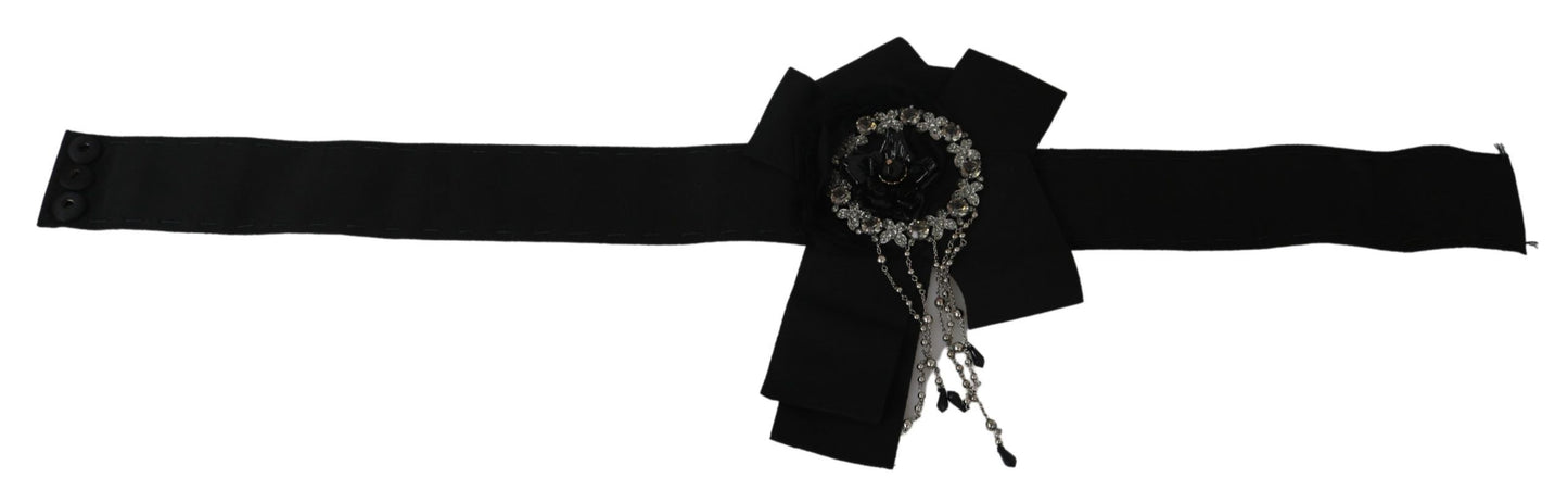 Dolce & Gabbana Elegant Black Crystal Waist Belt Dolce & Gabbana