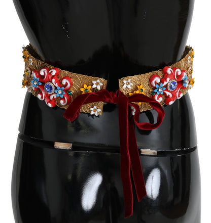 Dolce & Gabbana Golden Floral Crystal Embellished Waist Belt Dolce & Gabbana