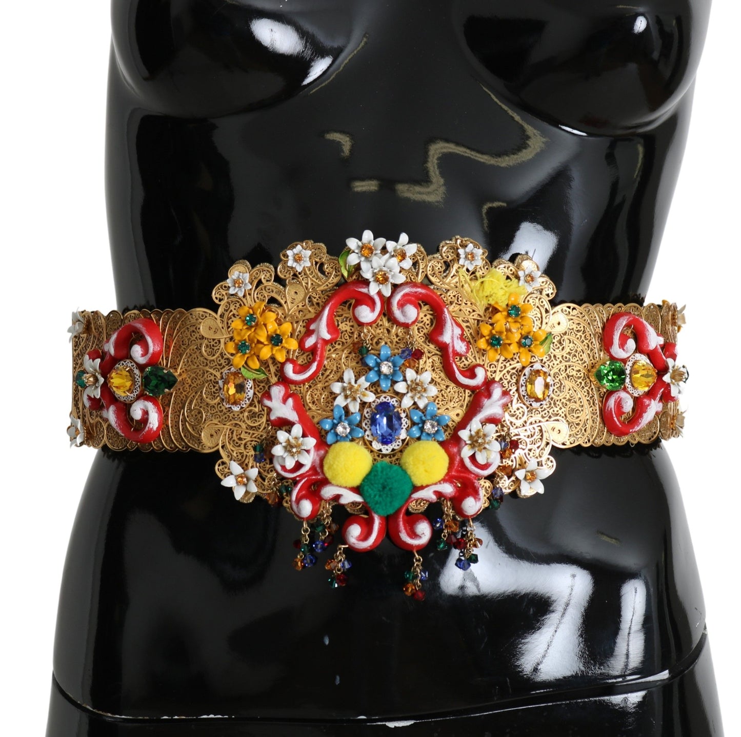 Dolce & Gabbana Golden Floral Crystal Embellished Waist Belt Dolce & Gabbana