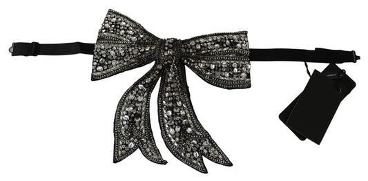 Dolce & Gabbana Silver-Tone Silk Crystal Bow Tie Dolce & Gabbana