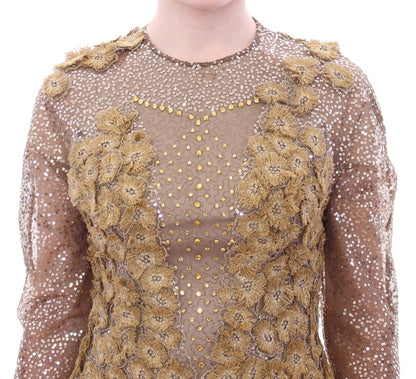 Lanre Da Silva Ajayi Exquisite Gold Lace Maxi Dress with Crystals Lanre Da Silva Ajayi