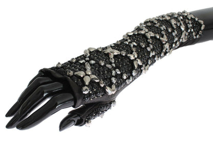 Dolce & Gabbana Elegant Crystal Beaded Leather Gloves Dolce & Gabbana