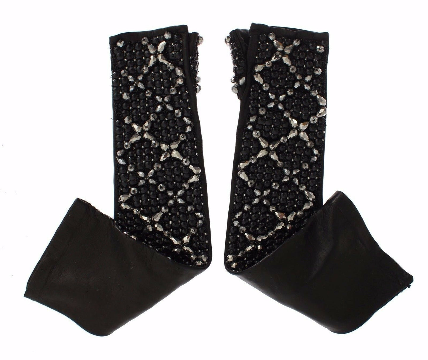 Dolce & Gabbana Elegant Crystal Beaded Leather Gloves Dolce & Gabbana