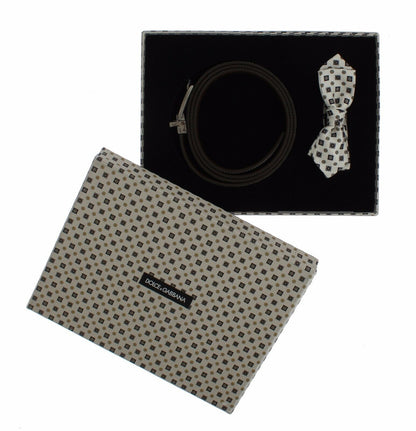 Dolce & Gabbana Elegant Baroque Silk Tie & Leather Belt Set Dolce & Gabbana