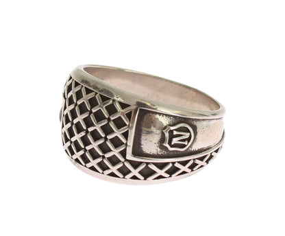 Nialaya Elegant Silver Band with Black Accents Nialaya