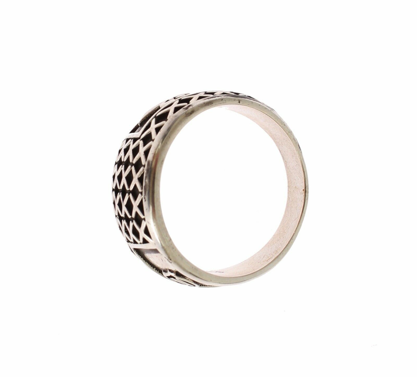 Nialaya Elegant Silver Band with Black Accents Nialaya