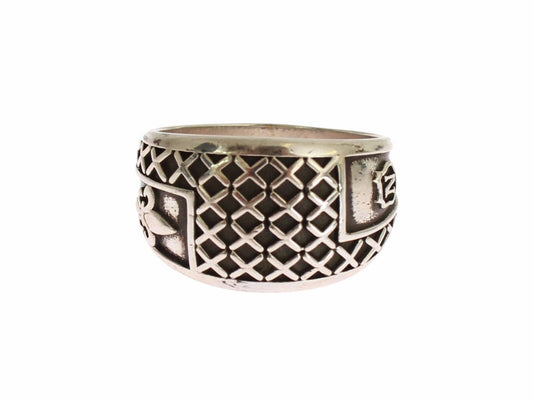 Nialaya Elegant Silver Band with Black Accents Nialaya