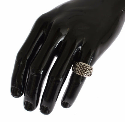 Nialaya Elegant Silver Band with Black Accents Nialaya