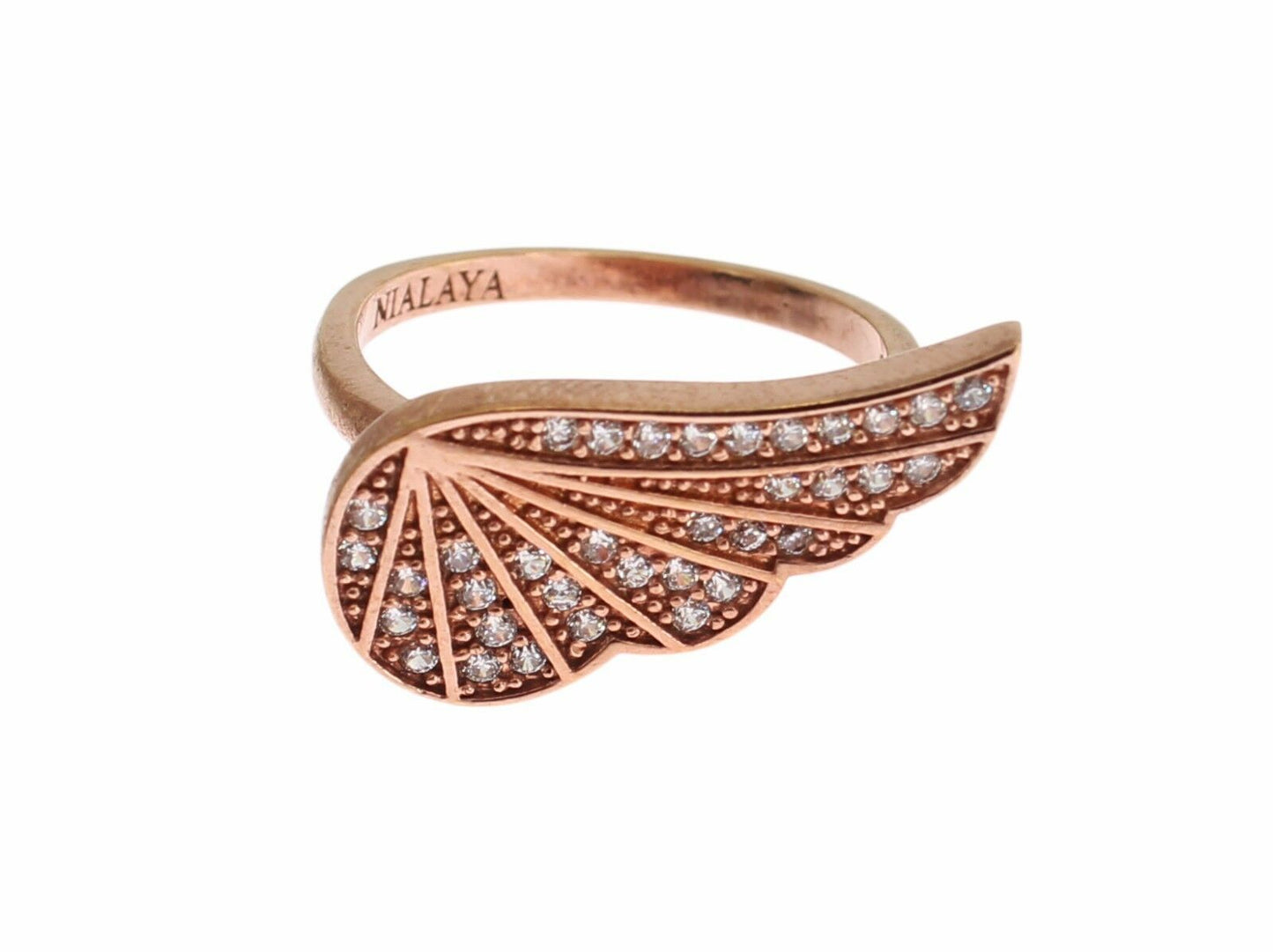 Nialaya Elegant Pink Gold CZ Crystal Ring Nialaya