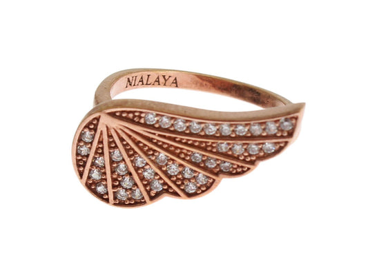 Nialaya Elegant Pink Gold CZ Crystal Ring Nialaya