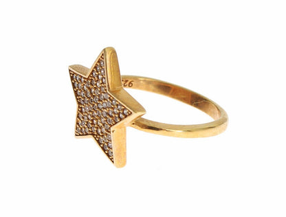 Nialaya Elegant Gold-Plated Sterling Silver Ring with CZ Crystals Nialaya