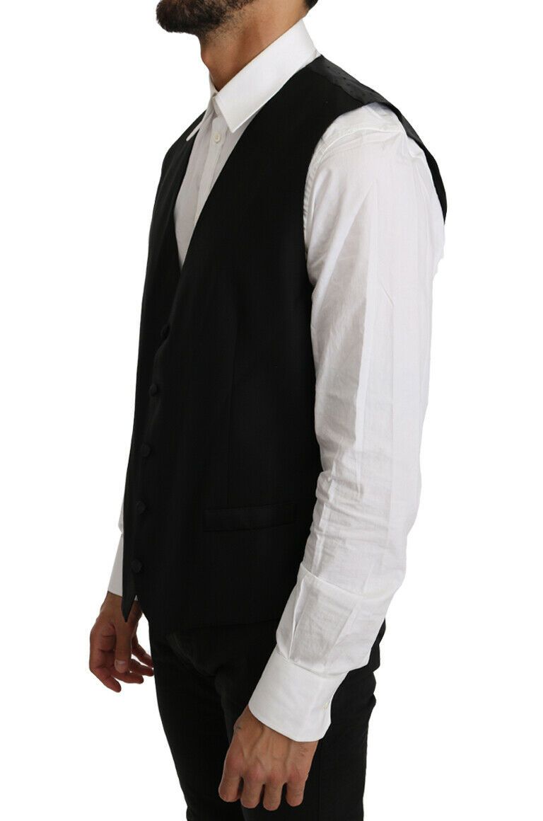 Dolce & Gabbana Elegant Black Formal Wool Blend Vest Dolce & Gabbana