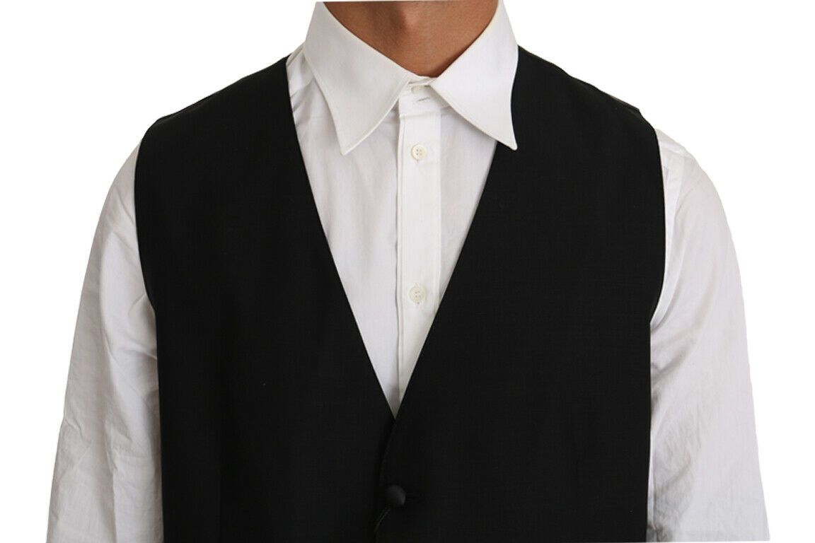 Dolce & Gabbana Elegant Black Formal Wool Blend Vest Dolce & Gabbana