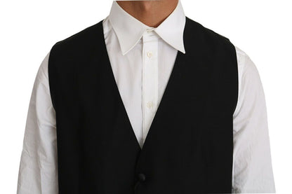 Dolce & Gabbana Elegant Black Formal Wool Blend Vest Dolce & Gabbana