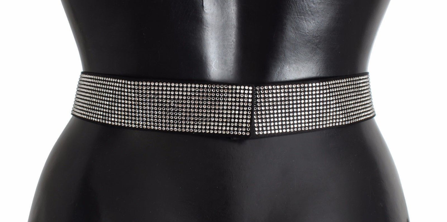 Dolce & Gabbana Black Silk Crystal Bow Waist Belt Elegance Dolce & Gabbana