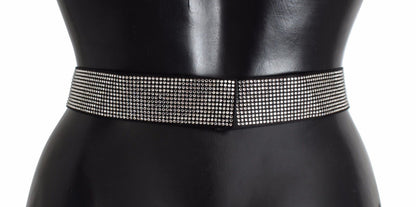 Dolce & Gabbana Black Silk Crystal Bow Waist Belt Elegance Dolce & Gabbana