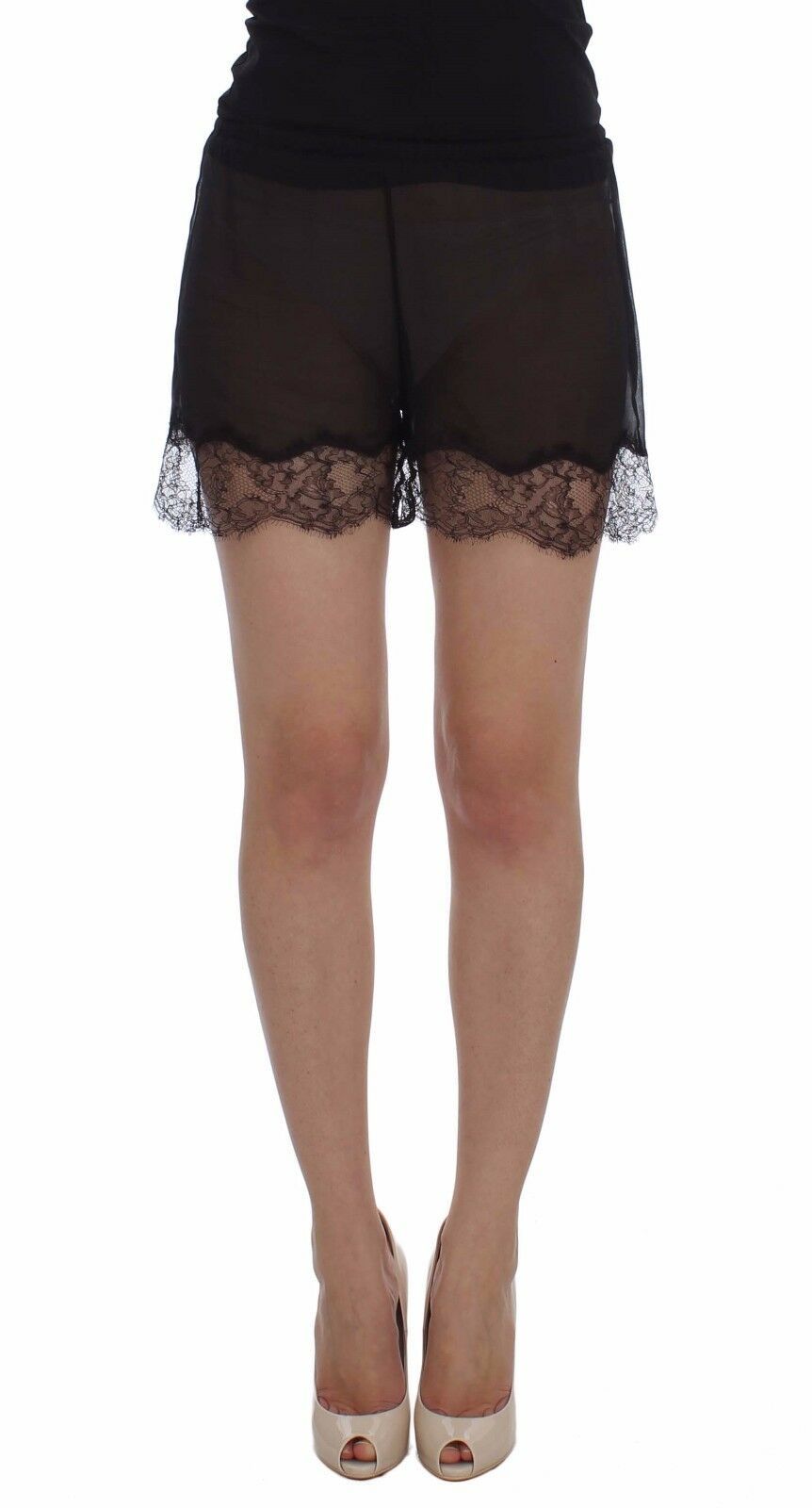 Dolce & Gabbana Elegant Black Floral Lace Silk Shorts Dolce & Gabbana