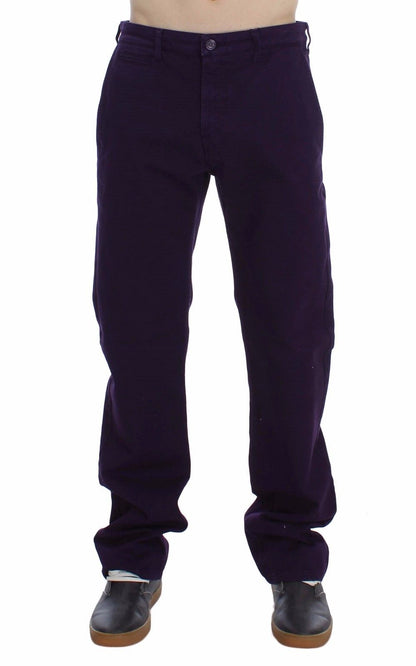 GF Ferre Purple Cotton Stretch Slim Chinos GF Ferre