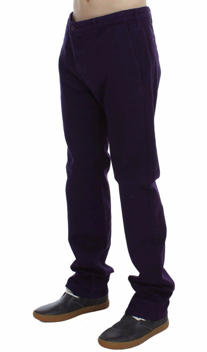 GF Ferre Purple Cotton Stretch Slim Chinos GF Ferre