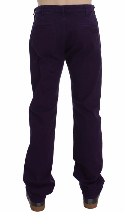 GF Ferre Purple Cotton Stretch Slim Chinos GF Ferre