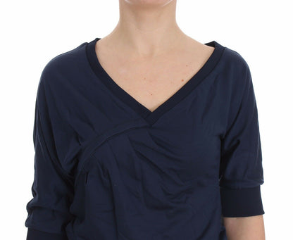 Exte Elegant Deep V-Neck Sweater in Blue Exte