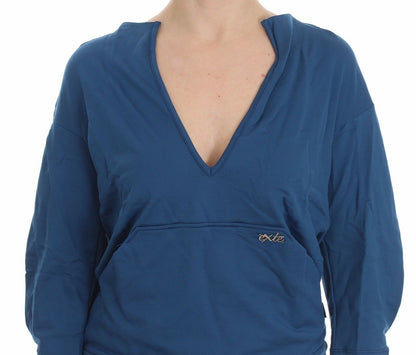 Exte Elegant Deep V-Neck Sweater in Blue Exte