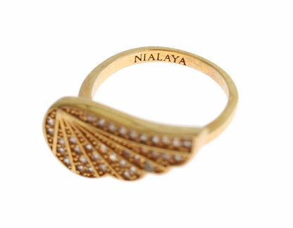 Nialaya Glamorous Gold Plated Crystal Ring Nialaya