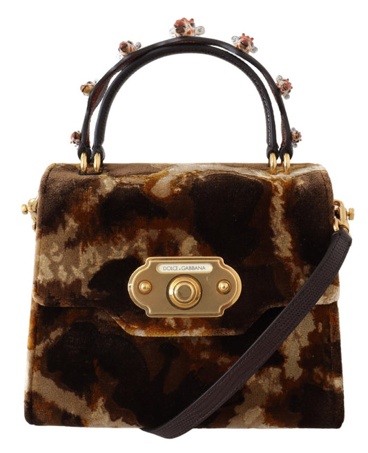 Dolce & Gabbana Elegant Giraffe Pattern Welcome Bag with Gold Accents Dolce & Gabbana