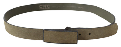 Costume National Chic Army Green Velvet Buckle Leather Belt Costume National