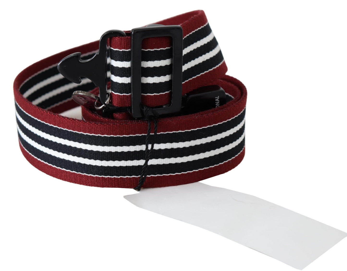 Costume National Striped Leather Fashion Belt in Black & Red Costume National