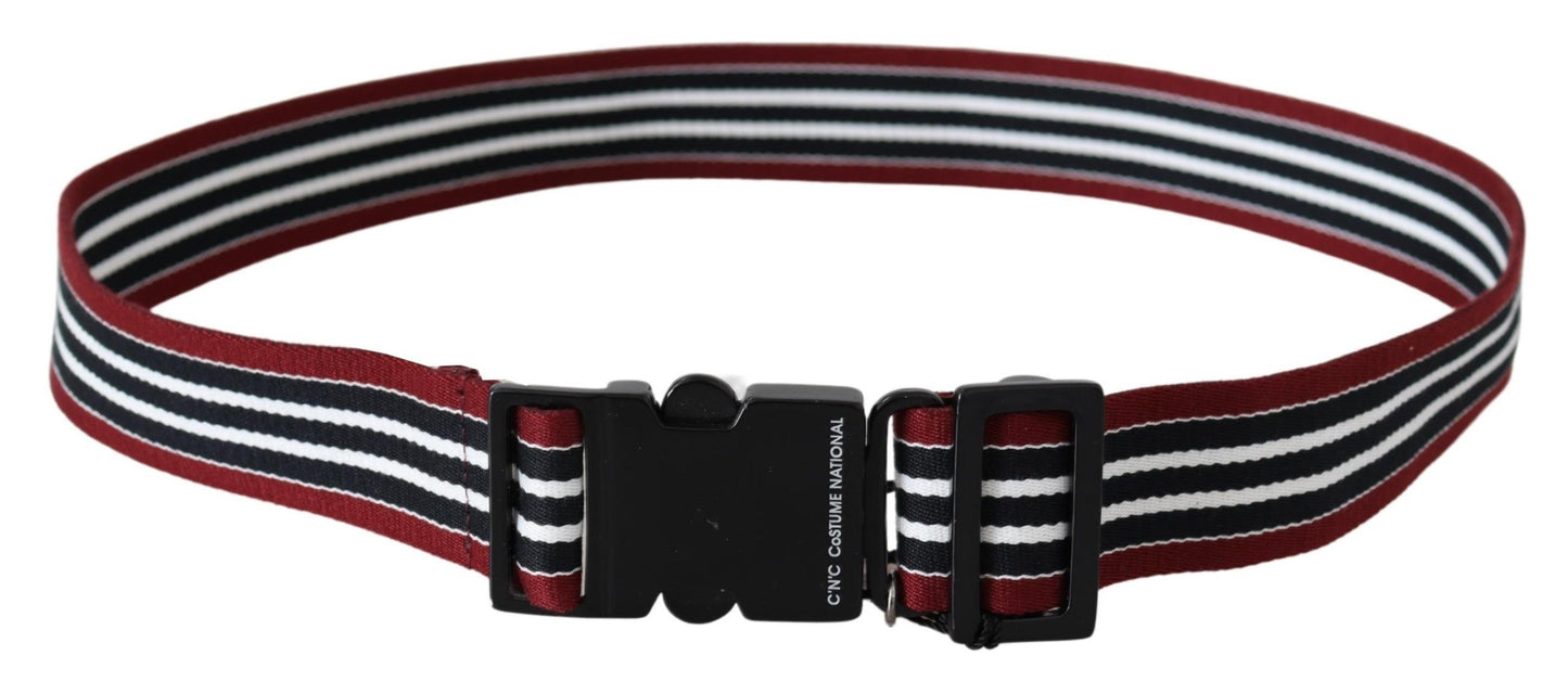 Costume National Striped Leather Fashion Belt in Black & Red Costume National