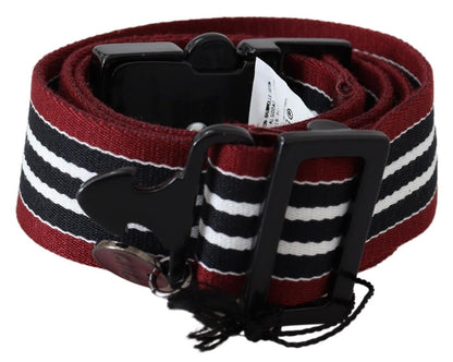 Costume National Striped Leather Fashion Belt in Black & Red Costume National