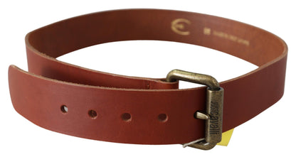 Just Cavalli Chic Brown Leather Logo Waist Belt Just Cavalli