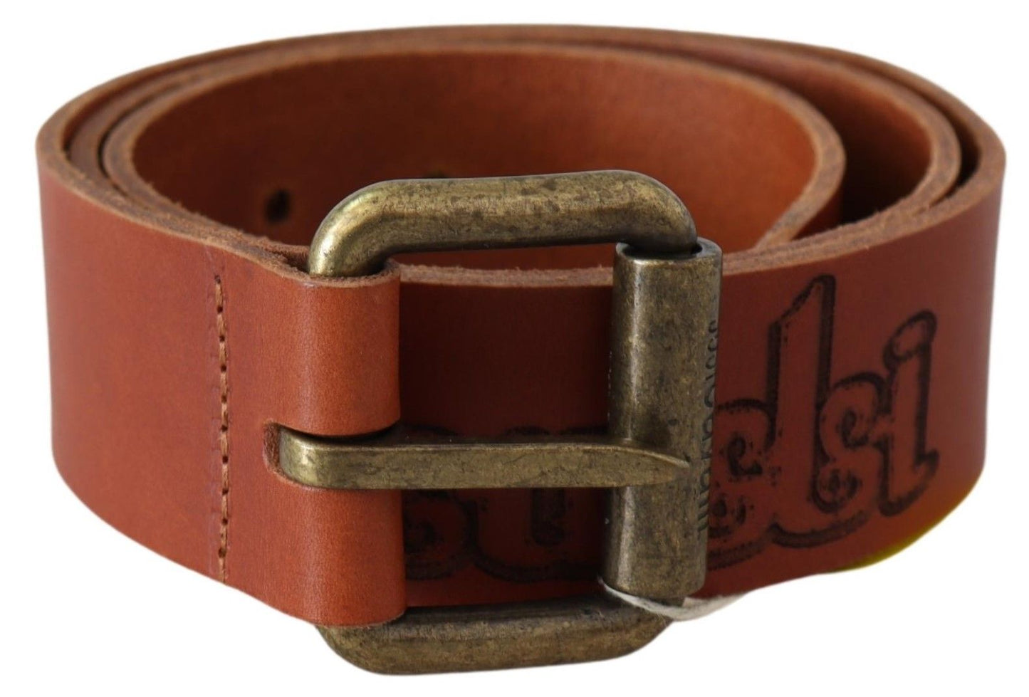 Just Cavalli Chic Brown Leather Logo Waist Belt Just Cavalli