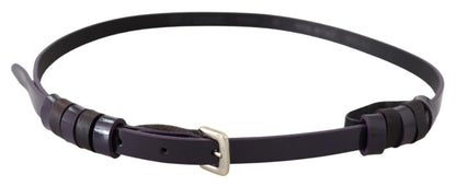 GF Ferre Chic Black Leather Belt with Chrome Silver Tone Buckle GF Ferre