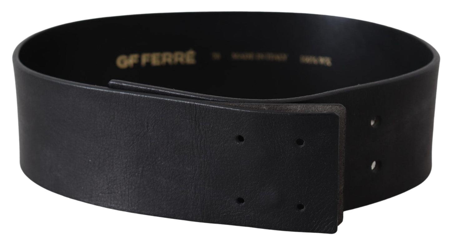 GF Ferre Elegant Solid Black Leather Belt GF Ferre