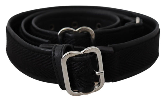 GF Ferre Chic Black Leather Waist Belt with Chrome Buckle GF Ferre