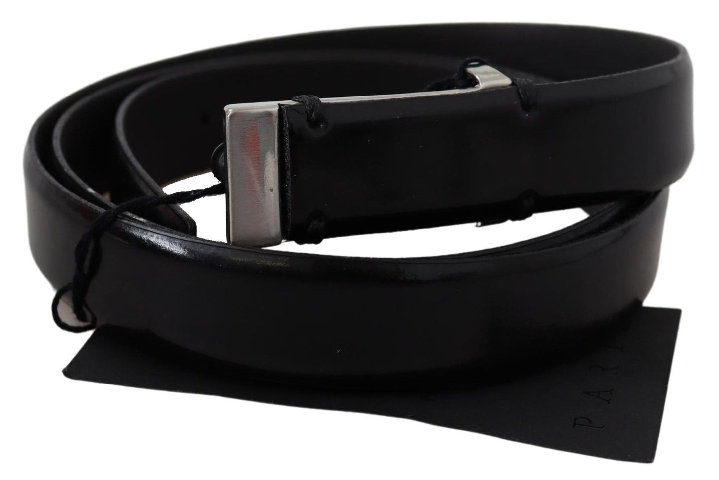 PLEIN SUD Elegant Black Leather Waist Belt PLEIN SUD