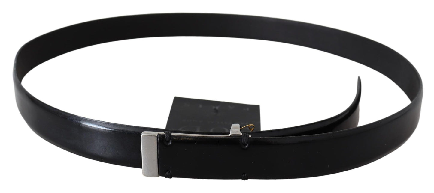 PLEIN SUD Elegant Black Leather Waist Belt PLEIN SUD