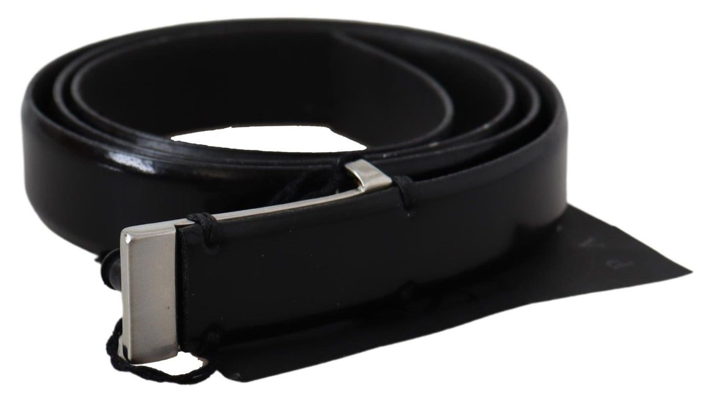 PLEIN SUD Elegant Black Leather Waist Belt PLEIN SUD