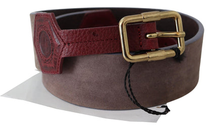 GF Ferre Elegant Brown Leather Belt with Gold Buckle GF Ferre