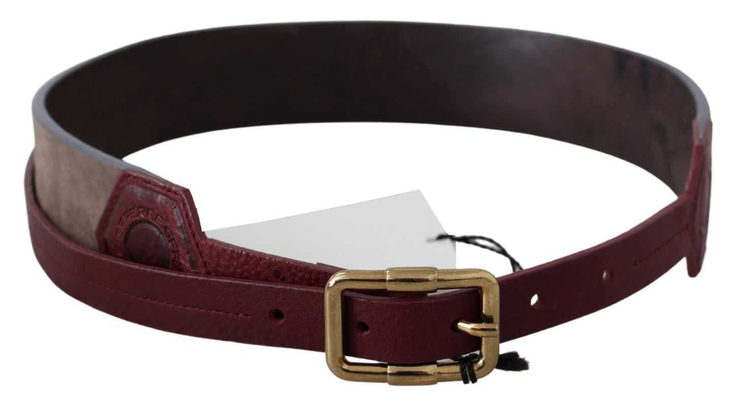 GF Ferre Elegant Brown Leather Belt with Gold Buckle GF Ferre