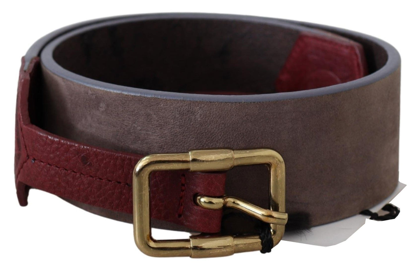 GF Ferre Elegant Brown Leather Belt with Gold Buckle GF Ferre