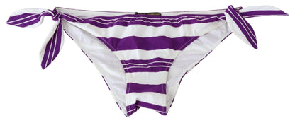 Dolce & Gabbana Chic Striped Bikini Bottom - Effortless Poolside Glamour Dolce & Gabbana