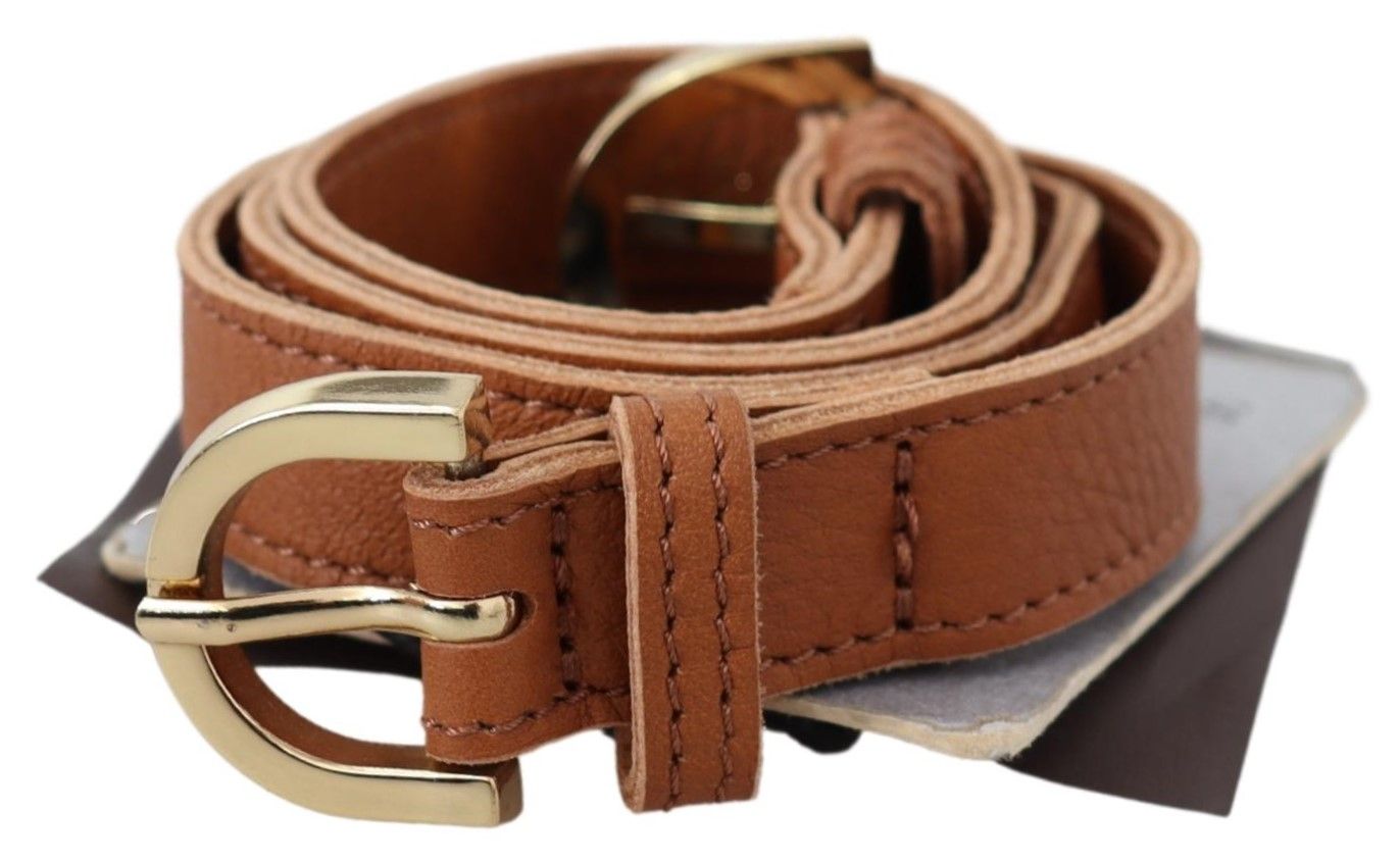 Scervino Street Elegant Brown Leather Double Buckle Belt Scervino Street